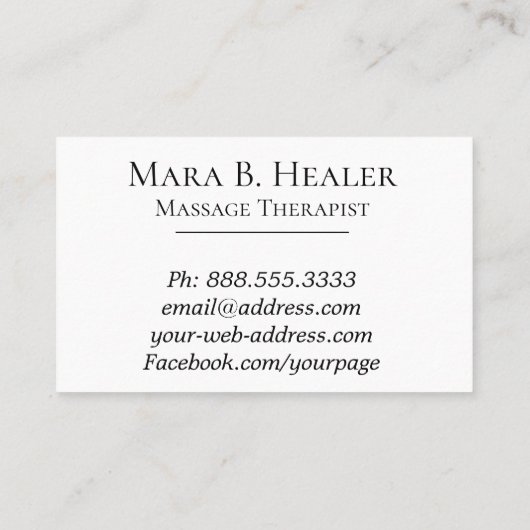 ** Massagetherapie ~ Waterverf massagetherapie Visitekaartje (Achterkant)
