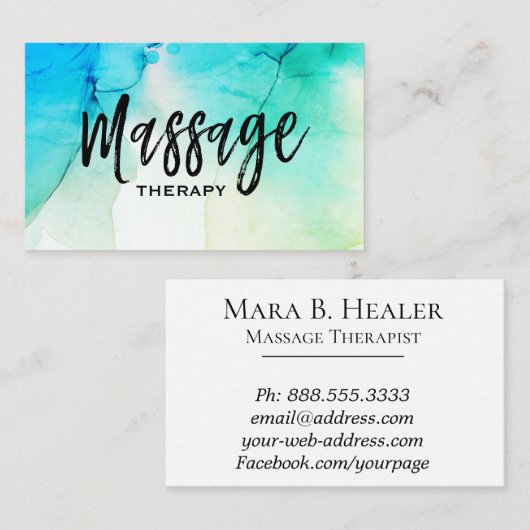 ** Massagetherapie ~ Waterverf massagetherapie Visitekaartje (Voorkant / Achterkant)