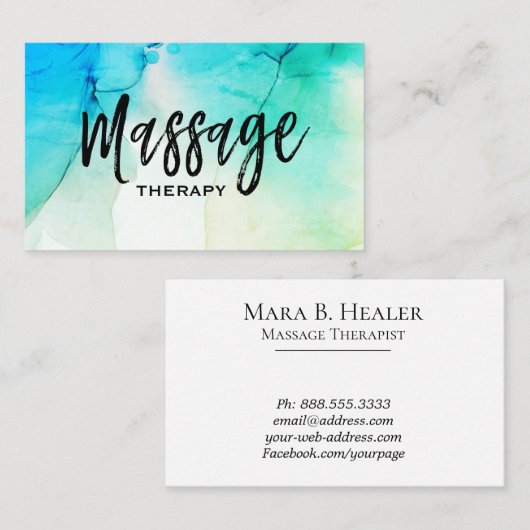 ** Massagetherapie ~ Waterverf massagetherapie Visitekaartje (Voorkant / Achterkant)