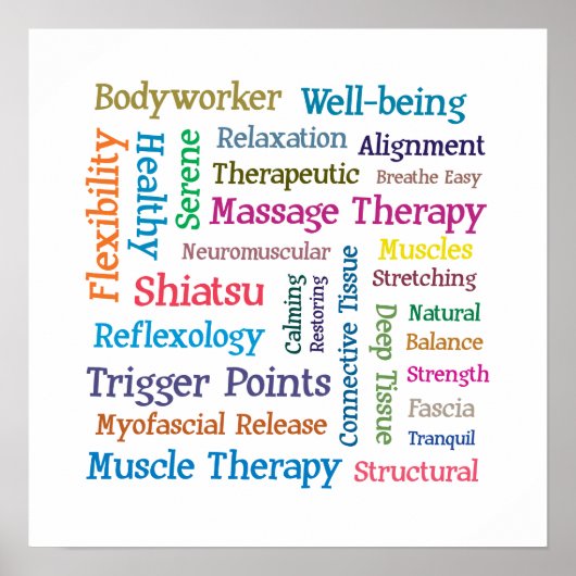 Massagetherapie Word Collage Cloud Poster (Voorkant)
