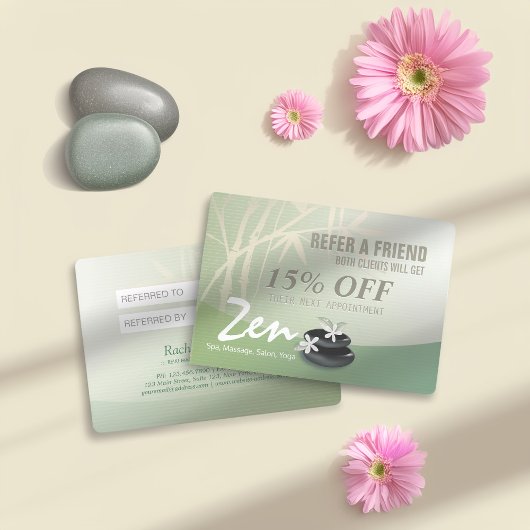Massagetherapie YOGA SPA Salon Reference Discount Aanbevelingskaartje