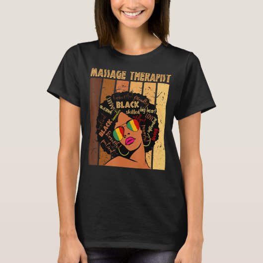 Massagetherapist Afro African American Black Hist T-shirt (Voorkant)