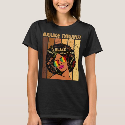 Massagetherapist Afro African American Black Hist T-shirt (Voorkant)