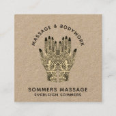 Massagetherapist Body Work Mehndi Henna Kraft Squ Vierkante Visitekaartje (Voorkant)