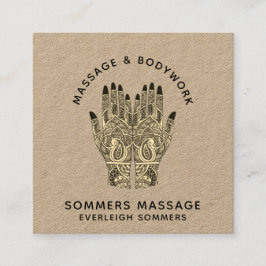 Massagetherapist Body Work Mehndi Henna Kraft Squ Vierkante Visitekaartje