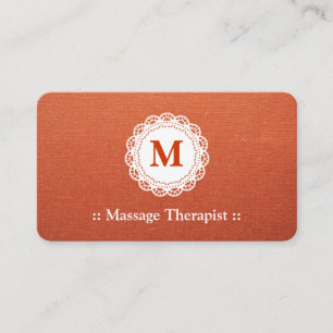 Massagetherapist Elegant Lace Monogram Visitekaartje