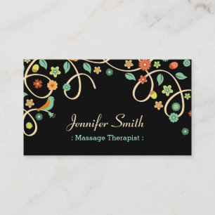 Massagetherapist - Elegant Swirl Floral Visitekaartje