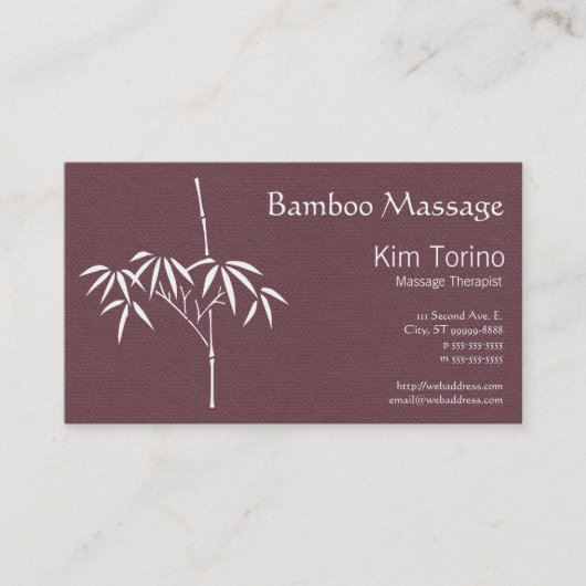 Massagetherapist Japanse Bamboe Visitekaartje (Voorkant)