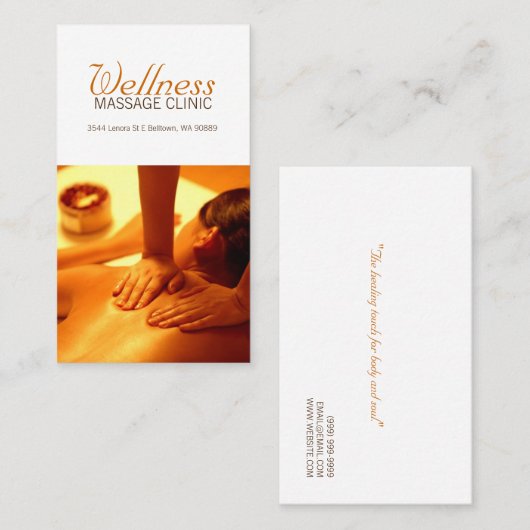 Massagetherapist, kliniek, wasachtige Visitekaartj Visitekaartje (Voorkant / Achterkant)
