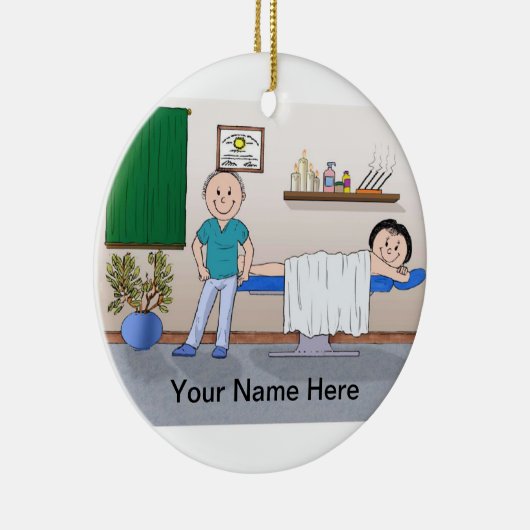 Massagetherapist - Mannelijke, Vrouw client Keramisch Ornament (Rechts)