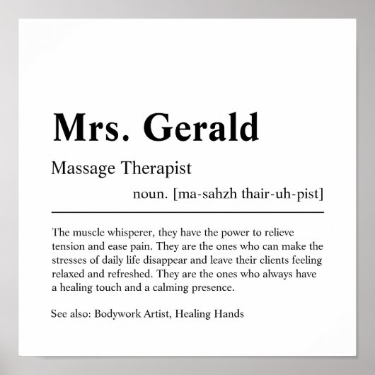 Massagetherapist Persoonlijke cadeaus Poster (Voorkant)