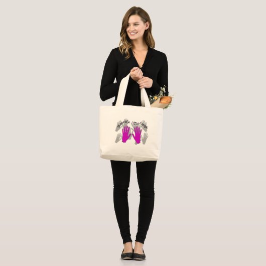 Massagetherapist PINK Hands Design Grote Tote Bag (Voorkant (model))