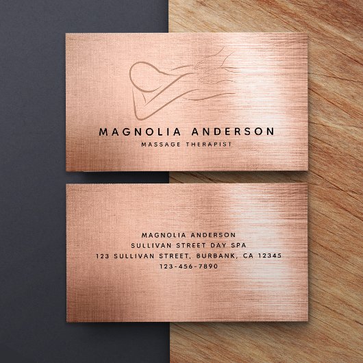 Massagetherapist Roos Gold Foil geborsteld metaal Visitekaartje