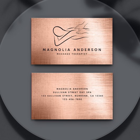 Massagetherapist Roos Gold Foil geborsteld metaal Visitekaartje