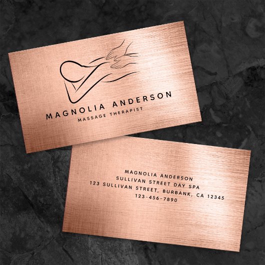 Massagetherapist Roos Gold Foil geborsteld metaal Visitekaartje