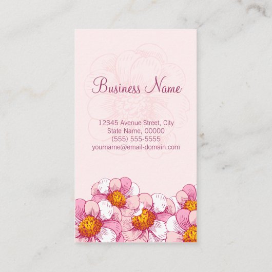 Massagetherapist - Roze Boutique Flowers Visitekaartje (Achterkant)