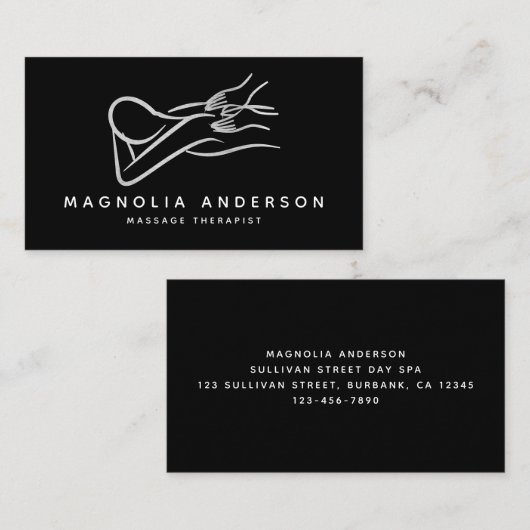 Massagetherapist Silver Foil Visitekaartje (Voorkant / Achterkant)