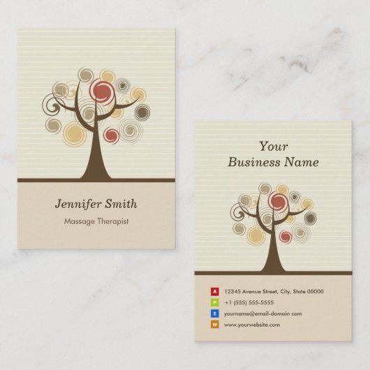 Massagetherapist - Stijlvol natuurthema Visitekaartje (Voorkant / Achterkant)