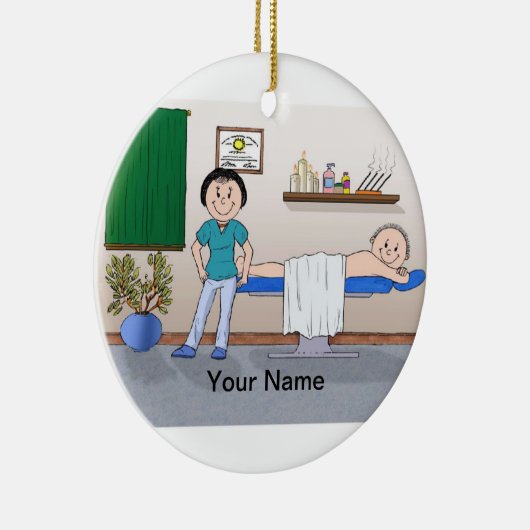 Massagetherapist - Vrouw, mannenclient Keramisch Ornament (Rechts)