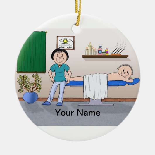 Massagetherapist - Vrouw, mannenclient Keramisch Ornament (Voorkant)