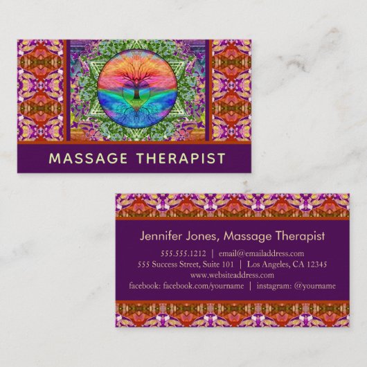 Massagetherapistische boom van het Visitekaartje v (Voorkant / Achterkant)