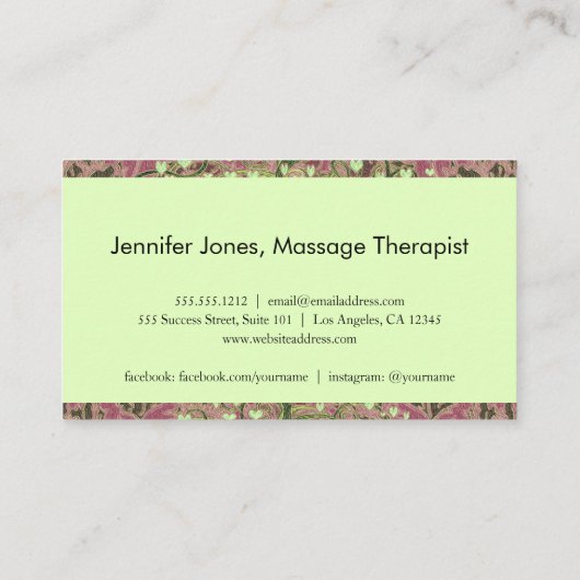 Massagetherapistische levensboom visitekaartje (Achterkant)