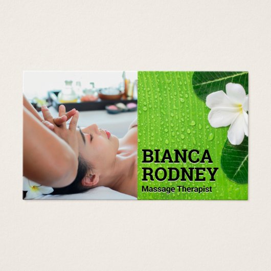 Massagetherapistische sessie | Bloemen bladeren Visitekaartje (Voorkant)