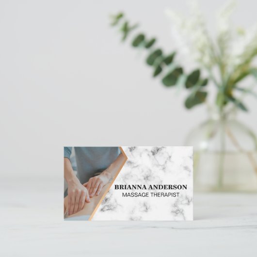 Massagetherapistische sessie | Uitsneden marmer Visitekaartje (Staand voorkant)