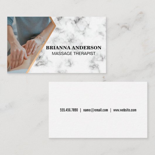 Massagetherapistische sessie | Uitsneden marmer Visitekaartje (Voorkant / Achterkant)