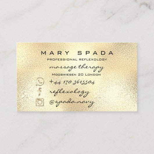 MassageTherapy Reflexology Hands Reiki Roos Gold' Visitekaartje (Achterkant)