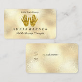 MassageTherapy Reflexology Hands Reiki Roos Gold' Visitekaartje (Voorkant / Achterkant)