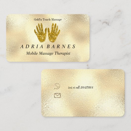 MassageTherapy Reflexology Hands Reiki Roos Gold' Visitekaartje (Voorkant / Achterkant)