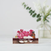 Massagezouten, olie, handdoeken en kaars visitekaartje (Staand voorkant)