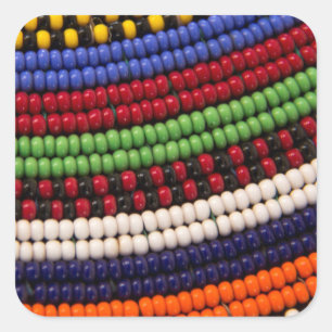 Massai Kralenpatroon Vierkante Sticker