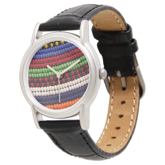 Massai-stam Kralenpatroon Horloge (Gekanteld)