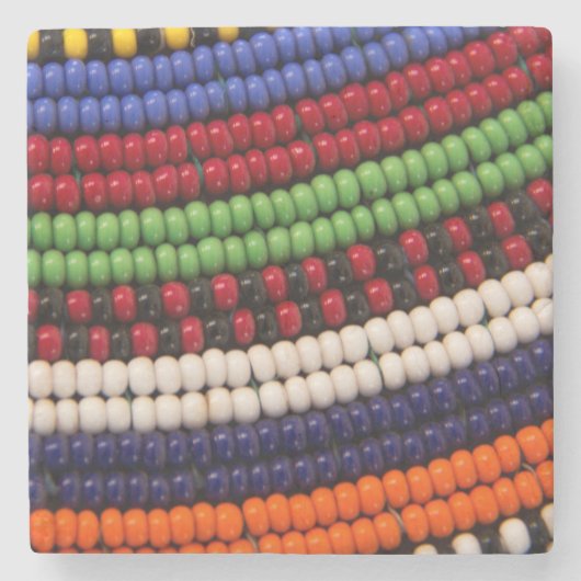 Massai Tribal Bead Pattern Stenen Onderzetter (Voorkant)