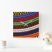 Massai Tribal Bead Pattern Vierkante Klok (Huis)