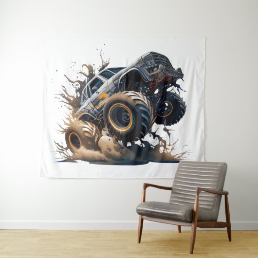 Massale Monstertruck in Actie Wandkleed (In Situ (horizontaal))