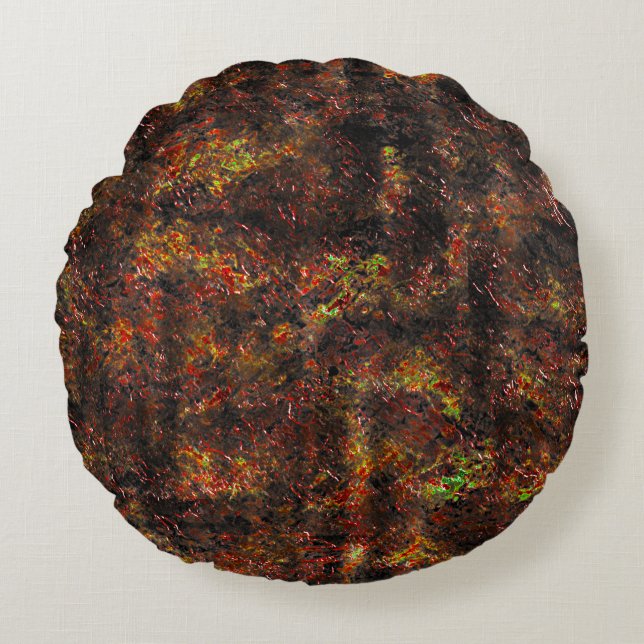 Massale vlekken en bruin gevild op een munt rond kussen (Voorkant)