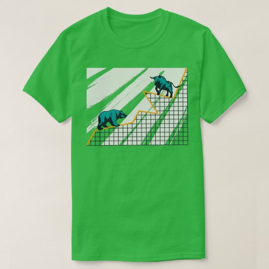 Massa's op de beurs en beer in grafiek stijgen t-shirt (Design voorkant)