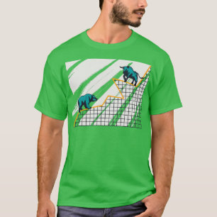 Massa's op de beurs en beer in grafiek stijgen t-shirt