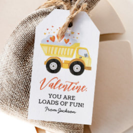 Massa's pret Fun Dump Truck Kids Valentijnsdag Cadeaulabel