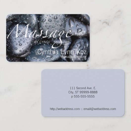 Massatetekst Natte stenen Foto Achtergrond Visitekaartje (Voorkant / Achterkant)