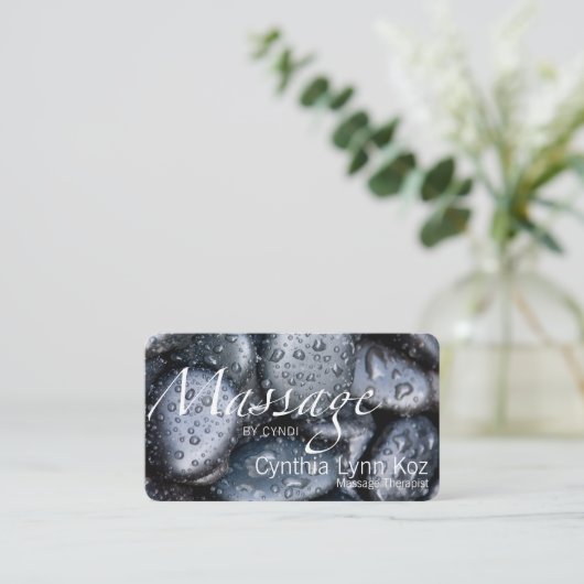 Massatetekst Natte stenen Foto Achtergrond Visitekaartje (Staand voorkant)