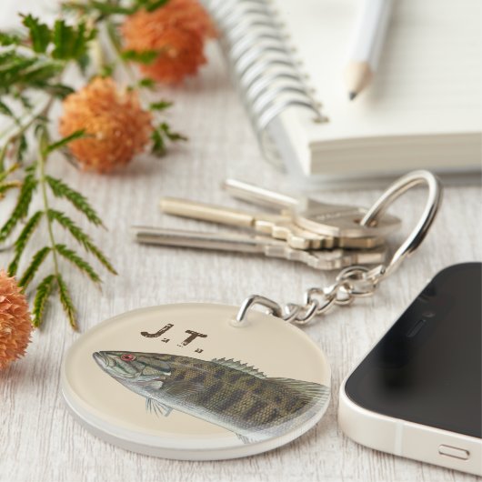 Massavis met monogram of naam sleutelhanger (Voorkant Rechts)