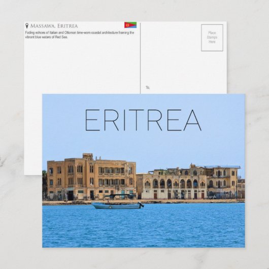 Massawa Kustlijn, Eritrea Reisansichtkaart Briefkaart (Voorkant / Achterkant)
