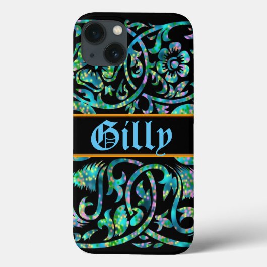 Masselli Blue Old English Monogram Case (Achterkant)