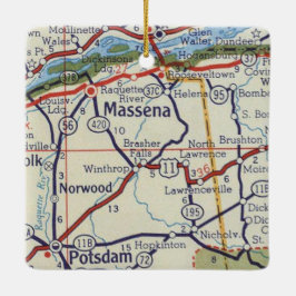 Massena NY  Map Keramisch Ornament