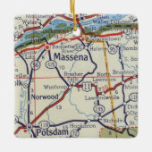 Massena NY  Map Keramisch Ornament (Voorkant)