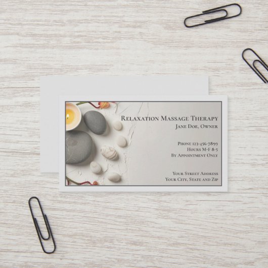 Masseuse Massage Therapy Therapist Visitekaartje (Voorkant / Achterkant in situ)